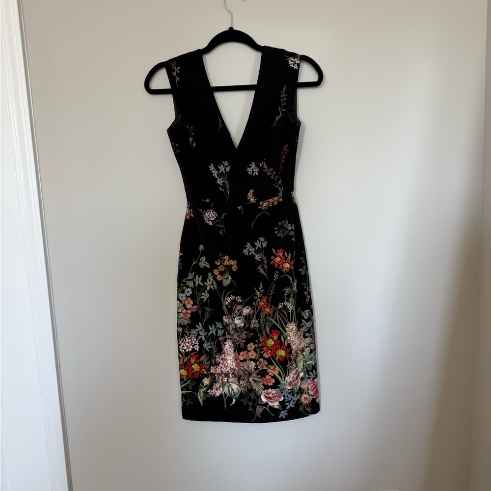 Tailored Zara Black Floral Midi Dress